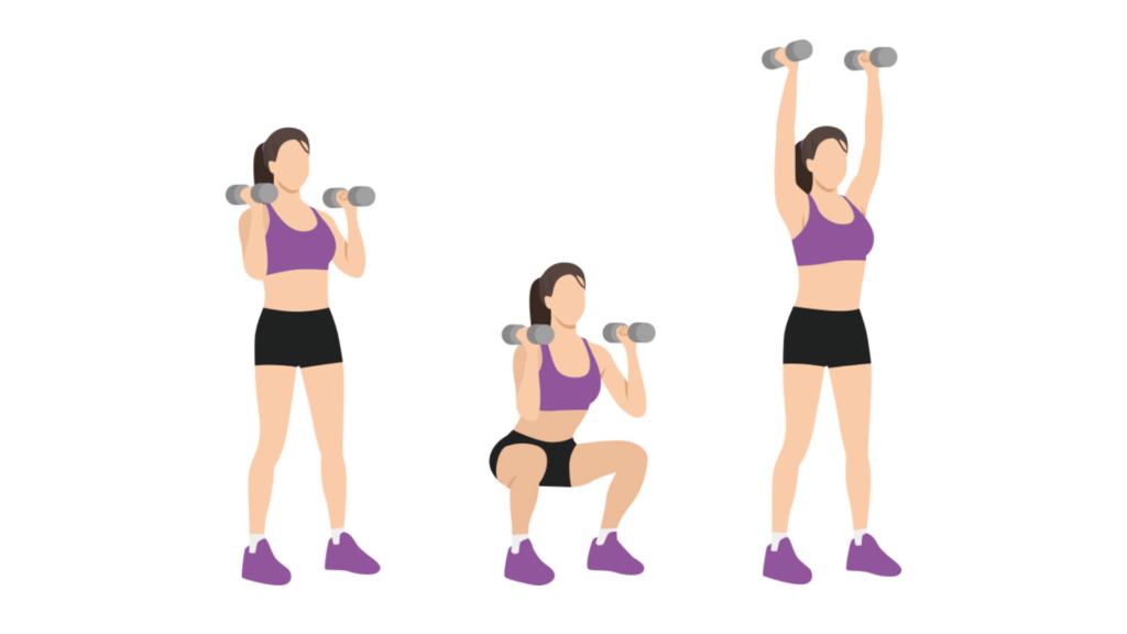 Squat to Press Exercise illustration